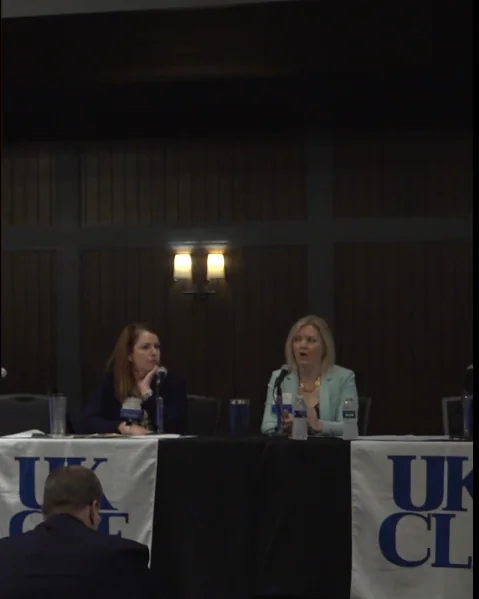 Johanna Ellison and Audrey Haydon speaking at UK/CLE Workers’ Compensation Institute